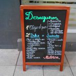 Pizarra desayunos cafetería mijas cea bermúdez cahmberí madrid